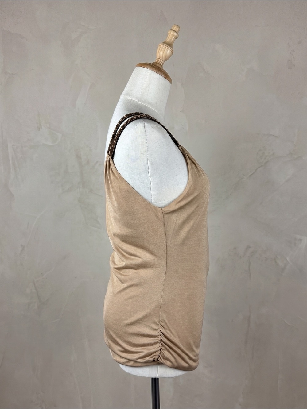 NWOT Ralph Lauren Blue Label Knit Wrap Tank with Leather Straps Dune | M - Picture 2 of 4